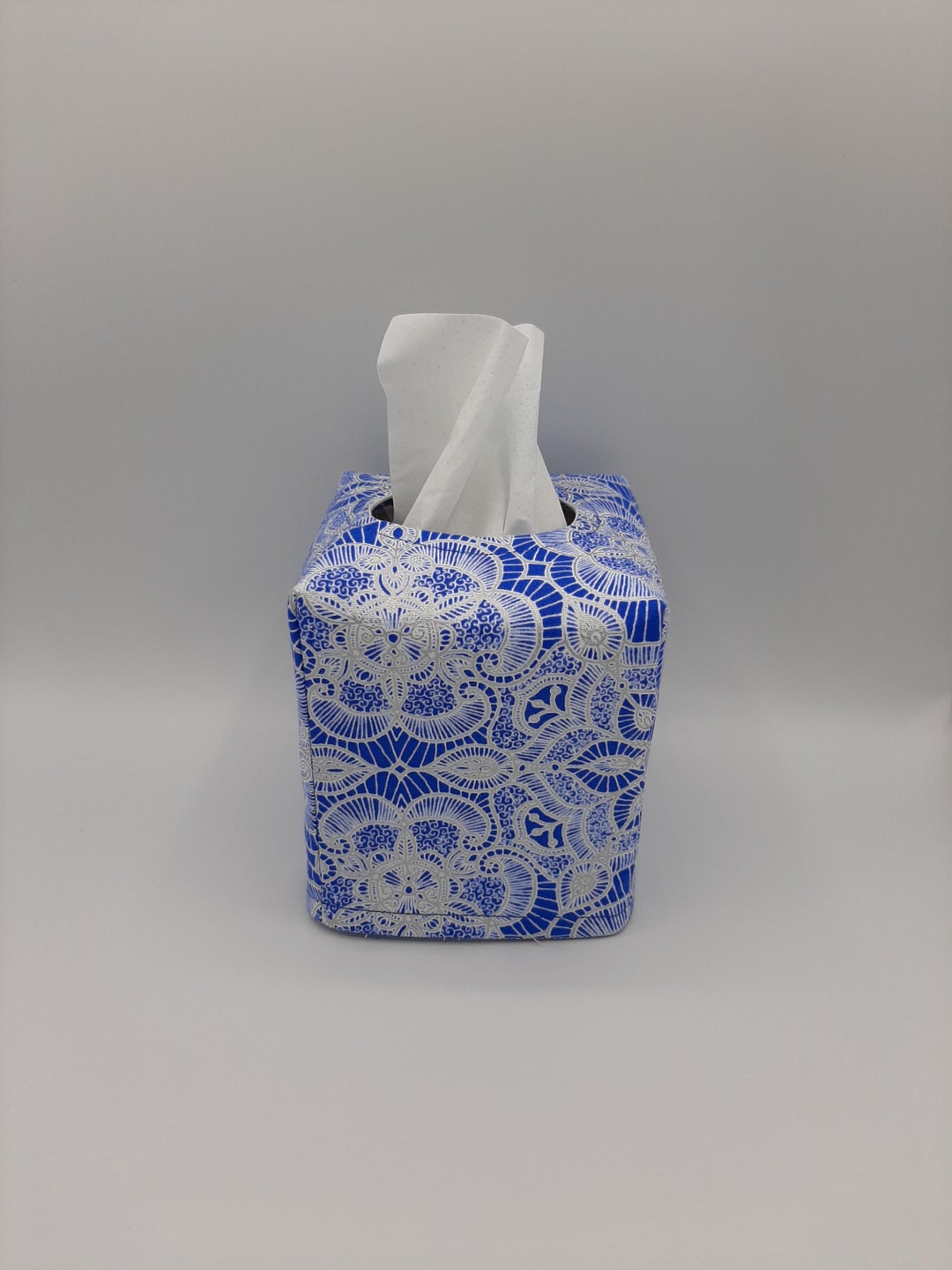 Tissue Box Cover, Blue Tissue Box Cover, Kitchen Decor, Tissue