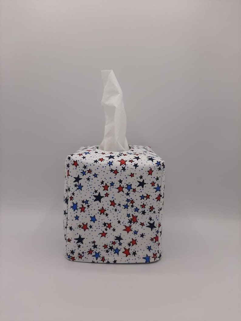 Tissue Box Cover, July 4th Independence Day Tissue Box Cover, Patriotic Tissue Cover, Tissue Dispenser, Kitchen Decor, Home Gift image 2