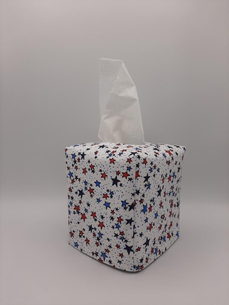 Tissue Box Cover, July 4th Independence Day Tissue Box Cover, Patriotic Tissue Cover, Tissue Dispenser, Kitchen Decor, Home Gift image 1