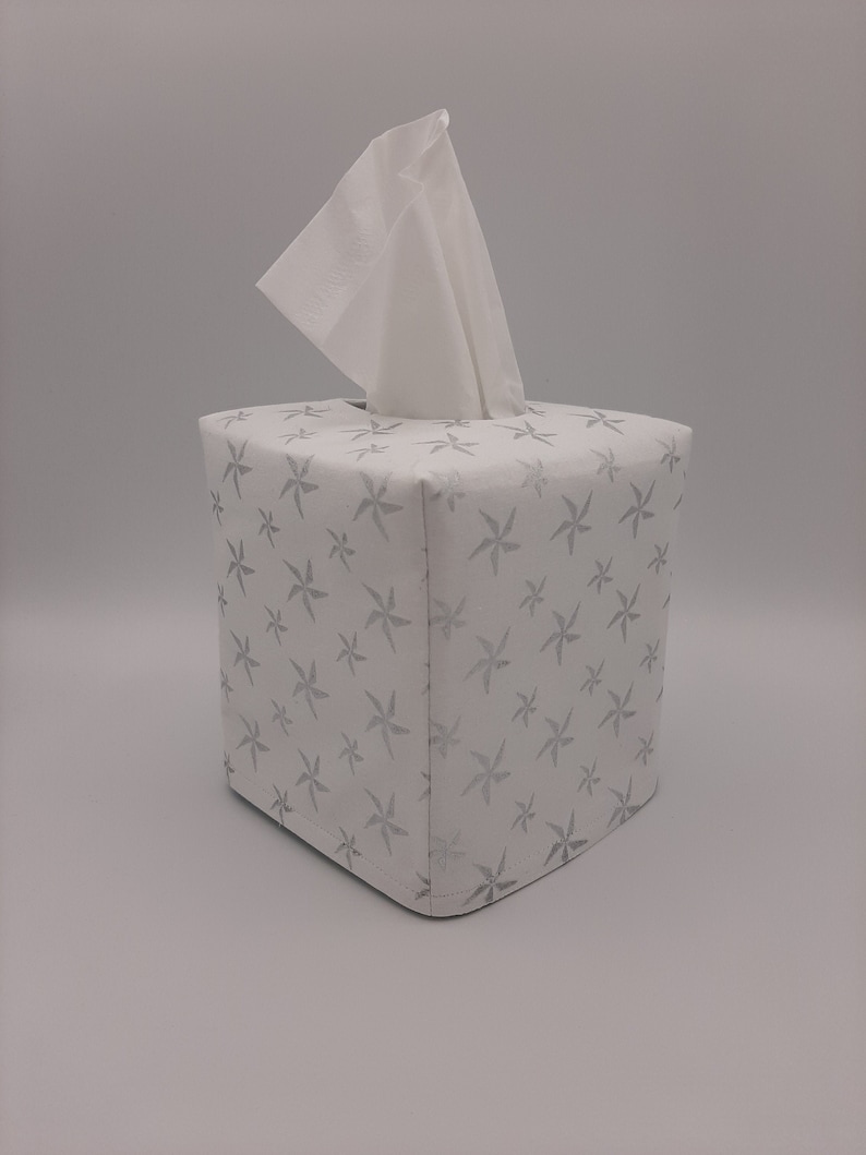 White Silver Tissue Box Cover Kleenex Cover Square Tissue Etsy