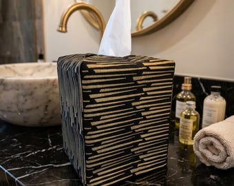 Black and Gold Small Tissue Box Cover