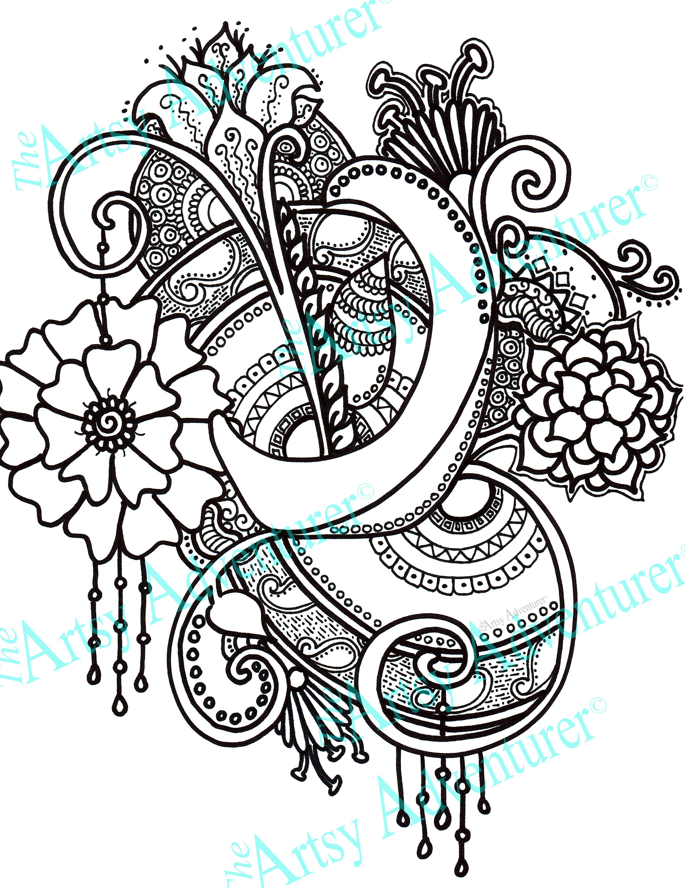 Hanging Flower Coloring Page Download | Etsy