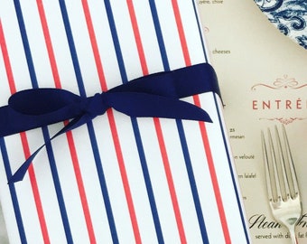 Holiday Birthday Christmas} Wrapping Paper: Forest and Red Cafe Stripe {Gift Wrap