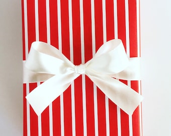 Holiday Birthday Christmas} Wrapping Paper: Forest and Red Cafe Stripe {Gift Wrap