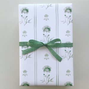 Wrapping Paper: Sage Juliet Floral {Gift Wrap, Birthday, Holiday, Christmas}