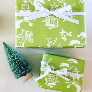 Wrapping Paper: Lime Pagoda {Gift Wrap, Birthday, Holiday, Christmas}