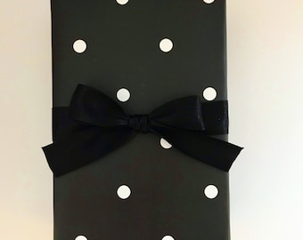 Wrapping Paper: Black Polka Dot {Gift Wrap, Birthday, Holiday, Christmas}