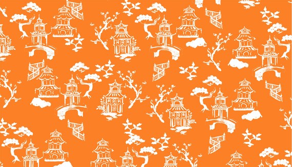 Wrapping Paper Orange Pagoda gift Wrap Birthday Holiday