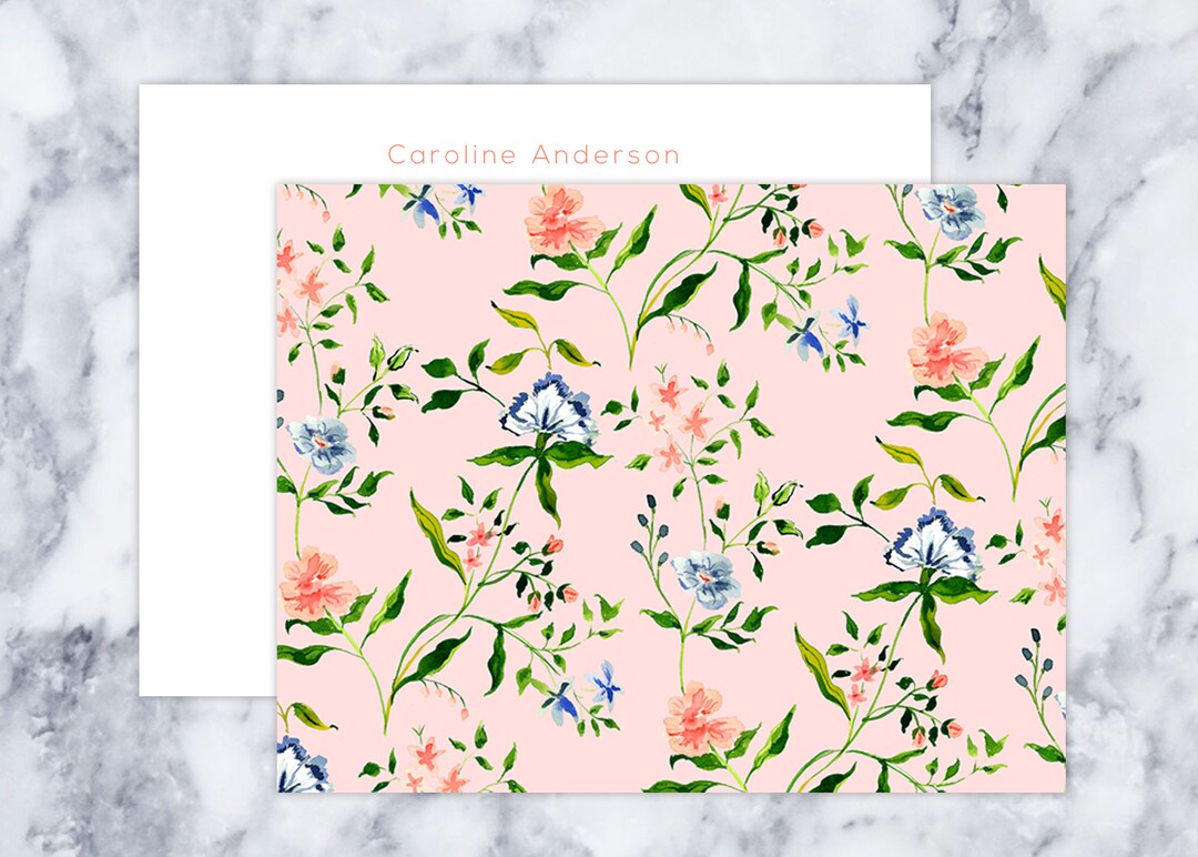 Personalized Stationery Blush Vintage Floral stationary Etsy