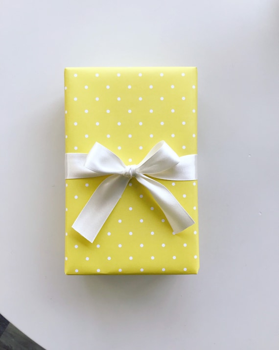 Yellow Wrapping Paper, Polka Dot Wrapping Paper, Cute Wrapping