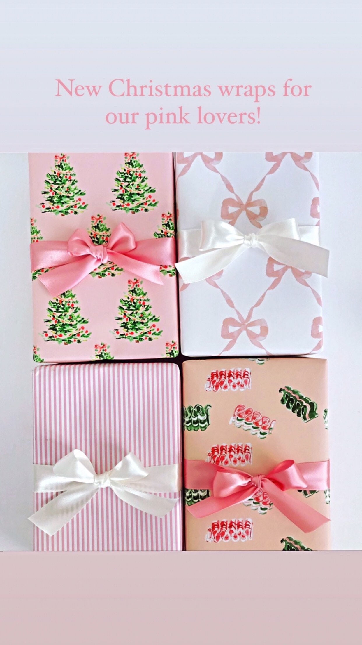 Wrapping Paper: Oh Christmas Tree Pink {Gift Wrap, Birthday, Holiday, Christmas}