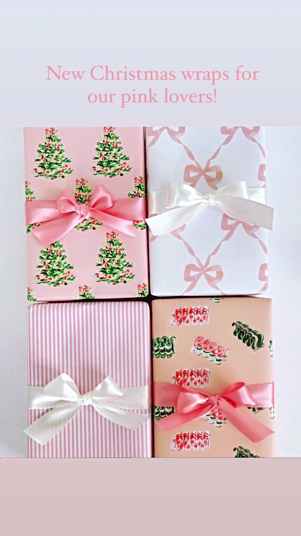 Aesthetic Pink Tree Gift Wrap, Christmas Wrapping Paper, Holiday