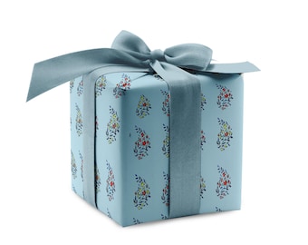 Colette Paisley Powder Blue Block Print {Gift Wrap, Birthday, Holiday, Christmas}