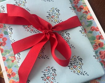 Colette Paisley Powder Blue Block Print {Gift Wrap, Birthday, Holiday, Christmas}