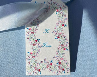 Manon Floral Gift Tags (Set of 24) Jacqueline Floral Border Hand Painted Watercolor Tag