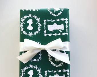 Wrapping Paper: Green Jane Austen {Gift Wrap, Birthday, Holiday, Christmas}