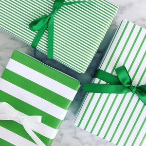 Wrapping Paper: Kelly French Stripe {Gift Wrap, Birthday, Holiday, Christmas}