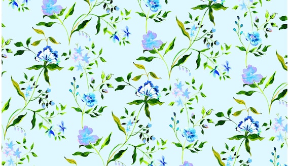 Wrapping Paper: Blue Vintage Floral gift Wrap Birthday 