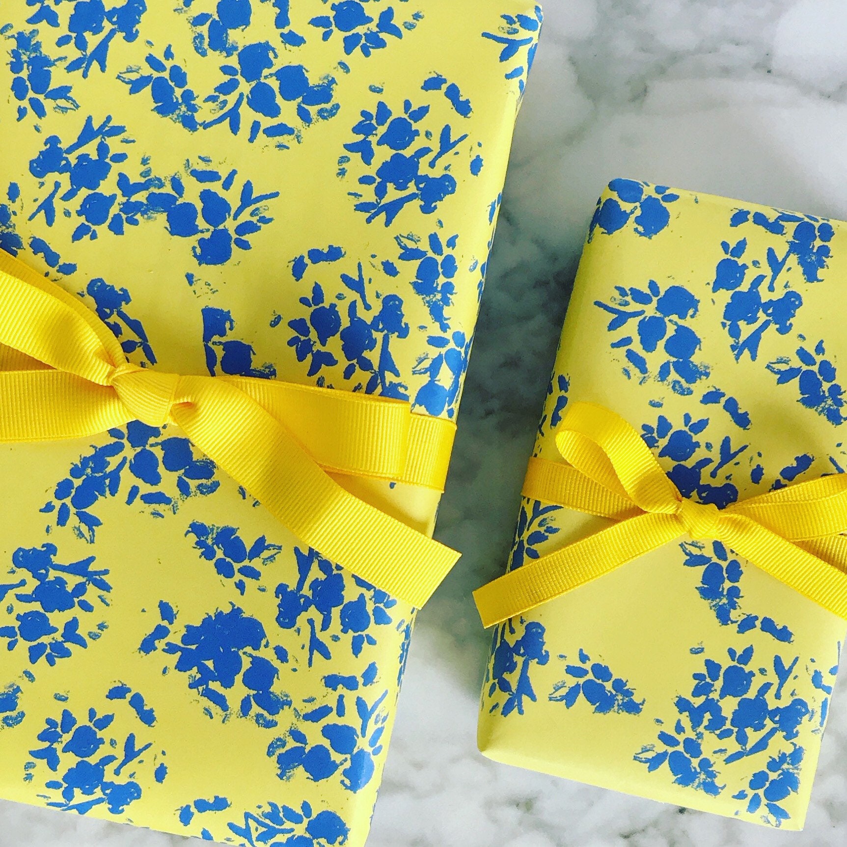 Wrapping Paper: Yellow Parisian Florette gift Wrap, Birthday