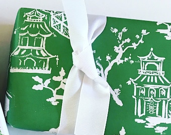 Wrapping Paper: Kelly Pagoda {Gift Wrap, Birthday, Holiday, Christmas}