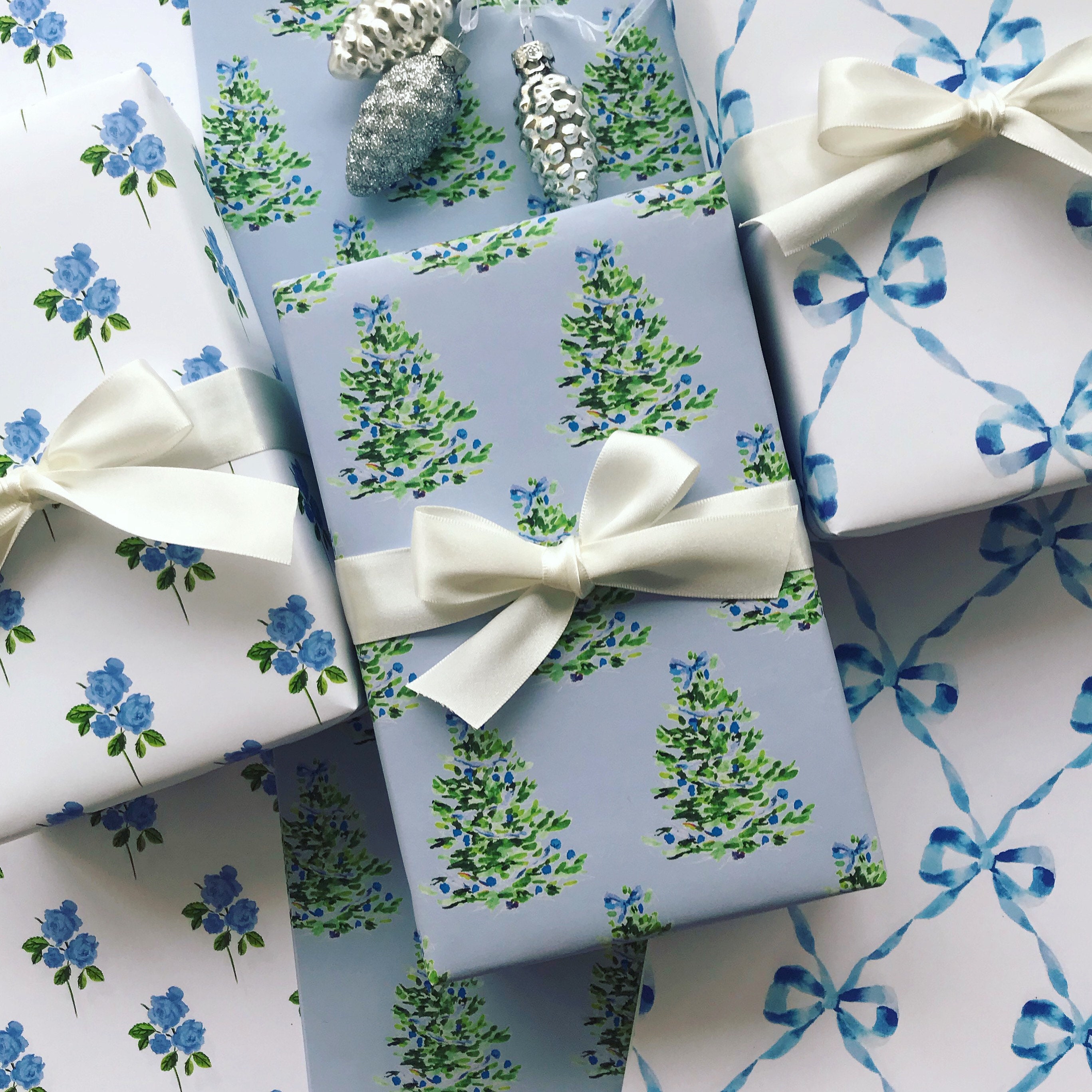 Beautiful Christmas Wrapping Paper Blue and White Christmas Gift Wrap Red  and Green Christmas Wrapping Paper Unique Wrapping Paper 