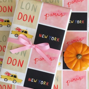 Wrapping Paper: Paris, London, New York {Gift Wrap, Birthday, Holiday, Christmas}