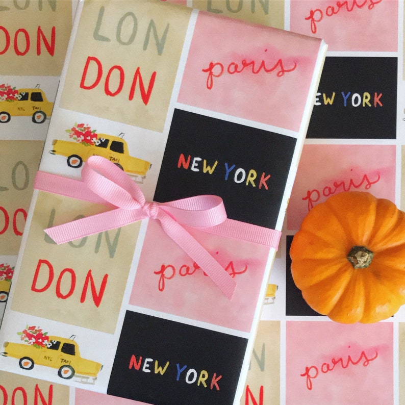 Wrapping Paper: Paris, London, New York Gift Wrap, Birthday, Holiday, Christmas image 1