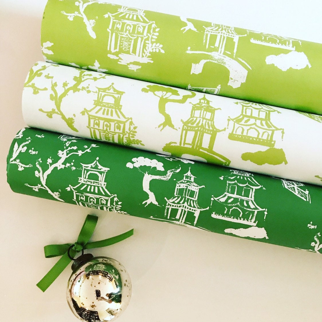 Wrapping Paper: Lime Pagoda gift Wrap, Birthday, Holiday, Christmas 