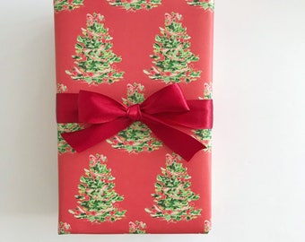 Wrapping Paper: Oh Christmas Tree Red {Gift Wrap, Birthday, Holiday, Christmas}