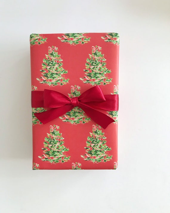 Blush, Sage, Winter Holiday Wrapping Paper, Christmas Wrapping