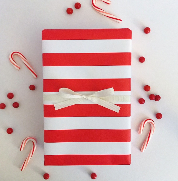 Holiday Birthday Christmas} Wrapping Paper: Forest and Red Cafe Stripe {Gift Wrap