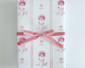 Wrapping Paper: Pink Juliet Floral {Gift Wrap, Birthday, Holiday, Christmas}