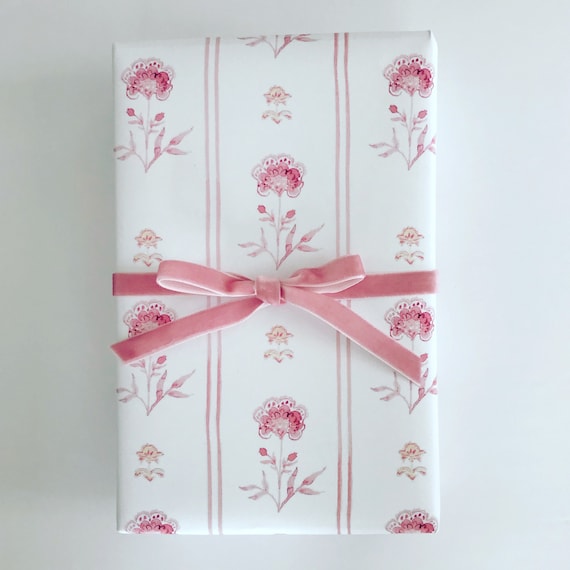 Wrapping Paper: Pink Juliet Floral gift Wrap, Birthday, Holiday, Christmas  