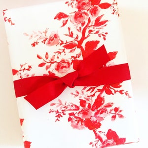 Wrapping Paper: Red Floral Vine {Gift Wrap, Birthday, Holiday, Christmas}