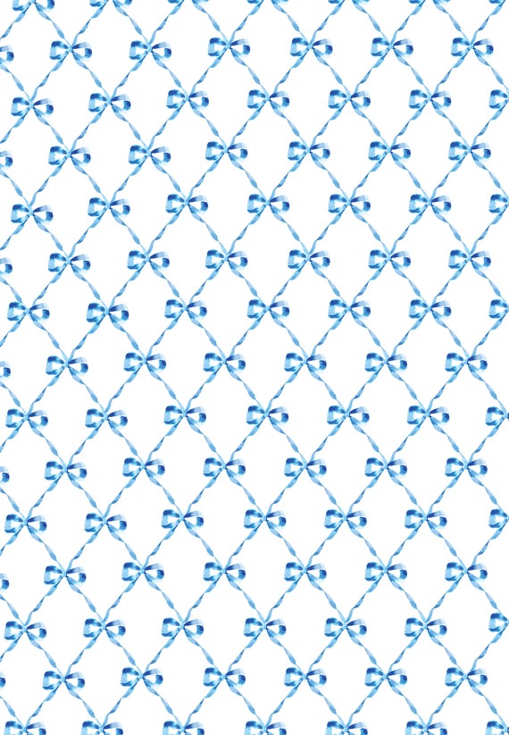 Wrapping Paper: Blue Parisian Bows gift Wrap, Birthday, Holiday, Christmas  