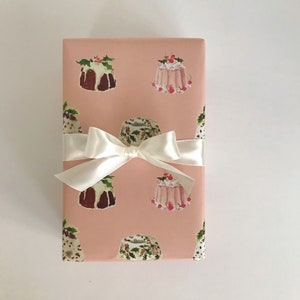 Wrapping Paper: Christmas Cakes Pink {Gift Wrap, Birthday, Holiday, Christmas}