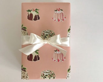 Wrapping Paper: Christmas Cakes Pink {Gift Wrap, Birthday, Holiday, Christmas}