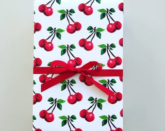 Wrapping Paper: Cherries {Gift Wrap, Birthday, Holiday, Christmas}
