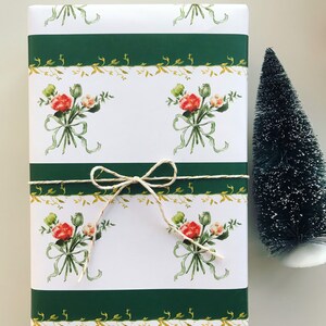 Wrapping Paper: Hunter Regency Bouquet {Gift Wrap, Birthday, Holiday, Christmas}