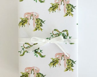 Wrapping Paper: Greens and Bows {Gift Wrap, Birthday, Holiday, Christmas}