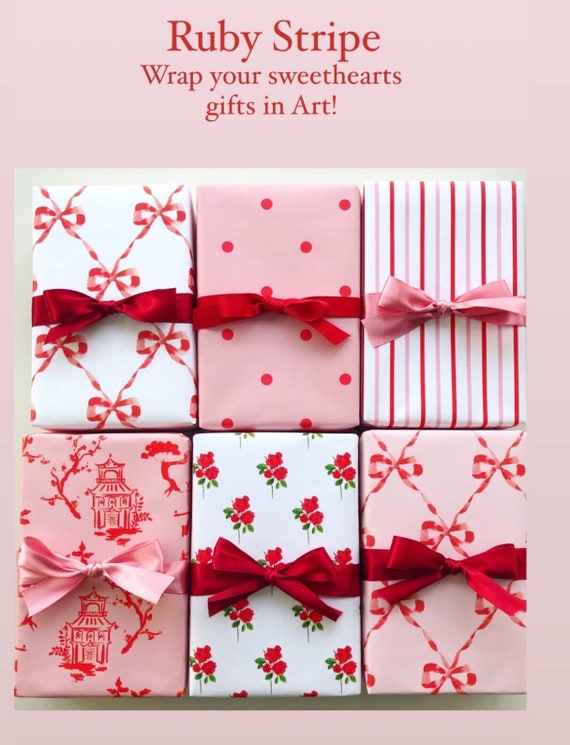Wrapping Paper: Red Rosettes gift Wrap, Birthday, Holiday, Christmas 