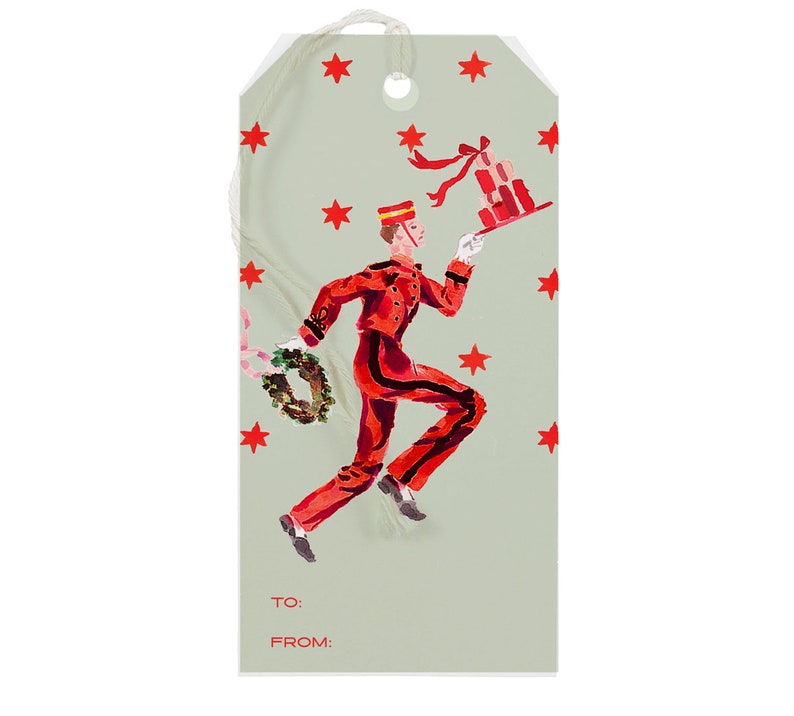Gift Tag: Red Bellhop Gift Tag, Christmas, Holiday, Party image 1