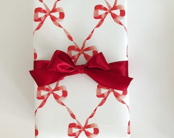 Wrapping Paper  Red Parisian Bows {Gift Wrap, Birthday, Holiday, Christmas}