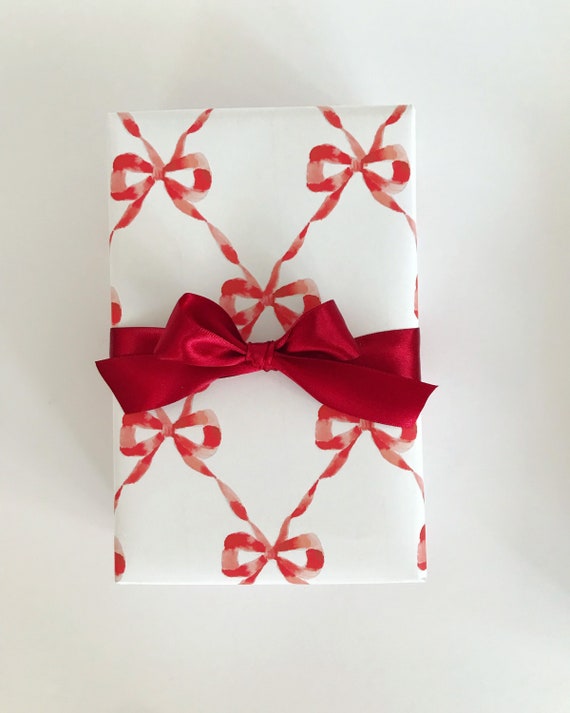 Wrapping Paper: Red Parisian Bows gift Wrap, Birthday, Holiday, Christmas 