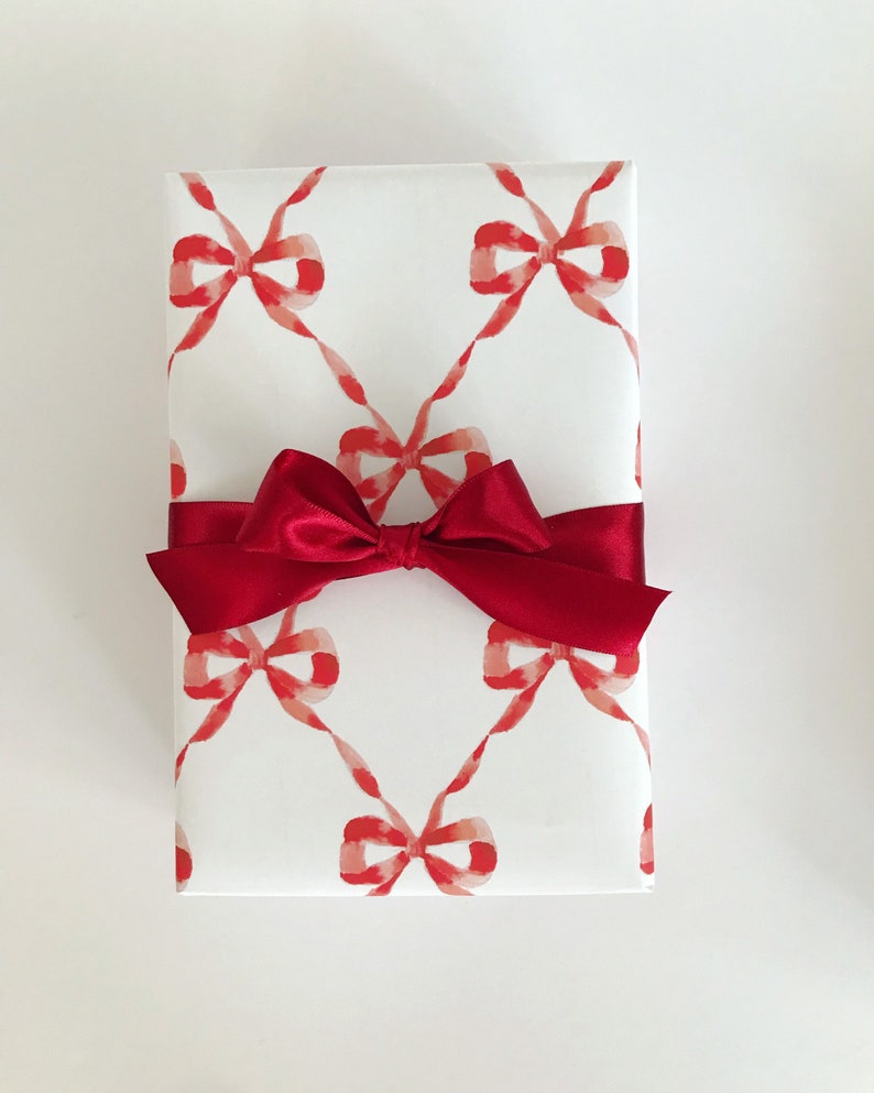 Wrapping Paper: Red Parisian Bows Gift Wrap, Birthday, Holiday, Christmas image 1