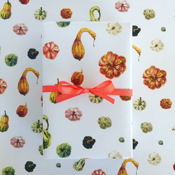 Wrapping Paper: Pumpkins and Gourds {Gift Wrap, Birthday, Holiday, Christmas}