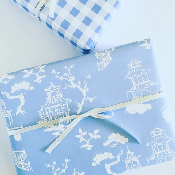 Blue and White Wrapping Paper Cute Wrapping Paper Blue Chinoiserie Gift Wrap  Blue Gift Wrapping Paper Birthday Wrapping Sheets 