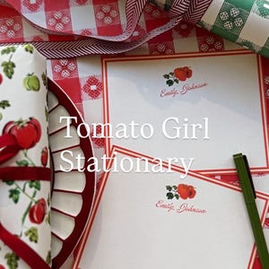 Tomato Girl Stationery {Personalized Stationary Notecards, Monogram, Custom, Artistic, Girly, Tomato Girl Summer, Italian Summer, Red}
