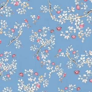 Wrapping Paper: Steel Blue Chinoiserie Gift Wrap, Birthday, Holiday, Christmas image 2