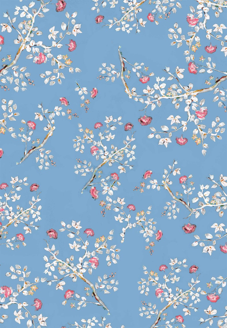 Wrapping Paper: Steel Blue Chinoiserie Gift Wrap, Birthday, Holiday, Christmas image 2